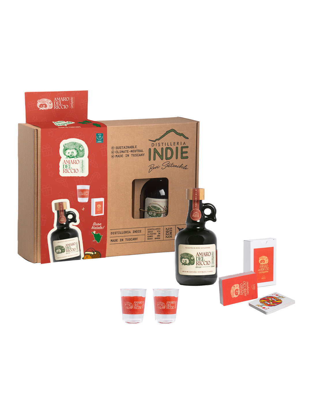 Pack Amaro del Riccio Garfagnino (50cl + Carte + Bicchieri)